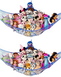 Lilly's Love Large Stuffed Animal Hammock | Corner Hanging Organizer, Toy Storage, Stuffed Animal Storage Net | Made from Quality Fishing Net, Holds 12lbs | 79"x63"x63" (Blue, 2 Pack)