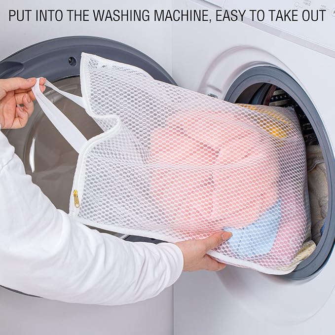 Tenrai Laundry Bag Mesh Wash Bag，Use YKK Zipper，Tote Bag Bathroom Hanging, Bra Fine Mesh Wash Bag for Underwear 3 Bags（3L Cellular Mesh）