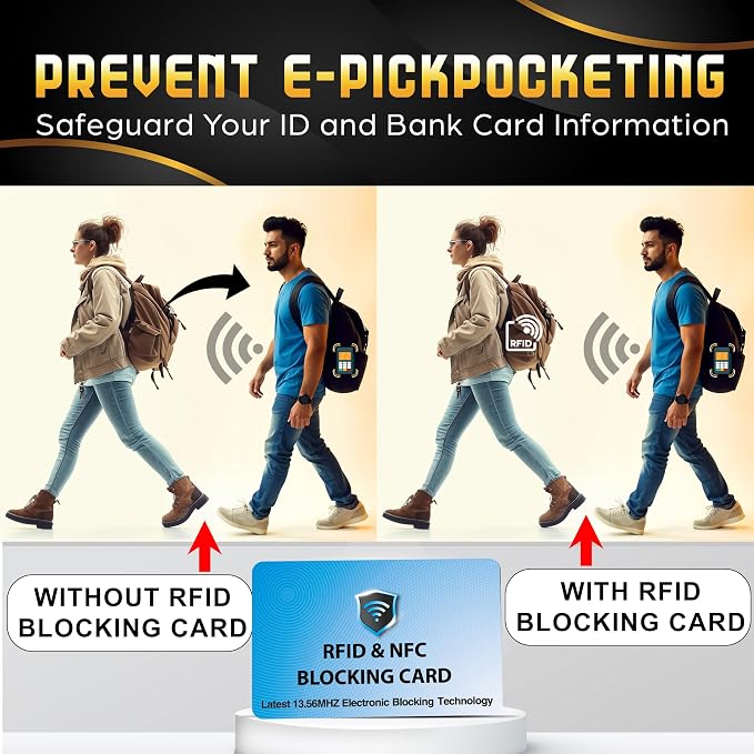 SaiTech IT 2 Pack RFID Blocking Card for Credit Debit ID Card, Sky Blue | Slim Anti-Theft Contactless NFC RFID Blocker Protector, Easily Fit into Wallet and Purse, for Men & Women