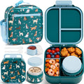 Fimibuke Kids Bento Lunch Box w/ 8.5oz Thermo Food Jar, Insulated Lunch Bag | Leak Proof 3-4 Compartments 60oz Toddler Lunch Food Container with Utensils, Sauce Cup for School Boys Girls, Dishwasher Safe