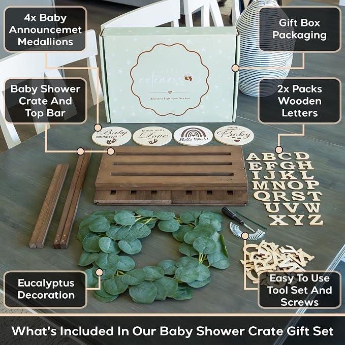 Wooden Baby Shower Crate Closet, Personalized Baby Shower Basket, Brown
