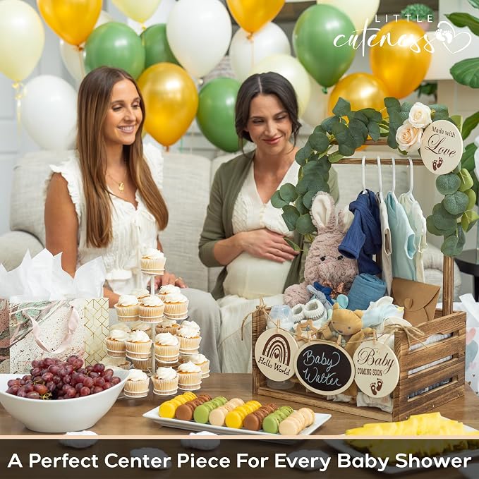 Wooden Baby Shower Crate Closet, Personalized Baby Shower Basket, Burnt with Clear Acrylic Front