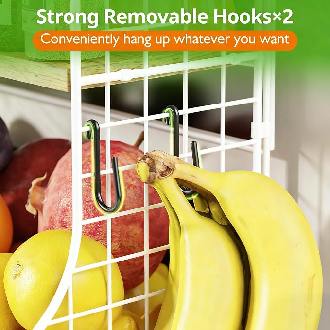 Magnetic Shelf for Fridge with Wood Lid, Fruit Potato and Onion Storage Bins, Pantry Organizers and Storage, Strong Magnetic Spice Rack for Refrigerator, Kitchen Counter and Laundry Room (X-Large)