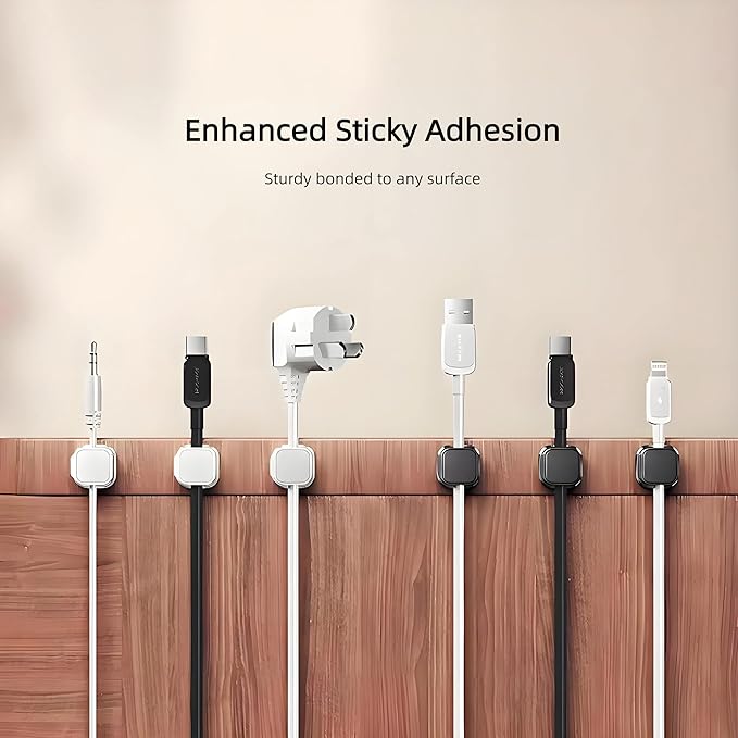 12Pack Spring Cord Organizer,Magnetic Cable Clips, Cable Management, Office Desk Accessories, Cord Organizer, Cable Smooth Adjustable,for Desk, Wall, Car, Home Office, Phone Cable Management (White)