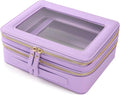 Aveniee Clear Makeup Bags, Double Layer Cosmetic Bags with a Separate Brush Compartment, Large Travel Toiletry Bag Train Case for Women, Travel Accessories Organizer.2 Layers Large, Lilac
