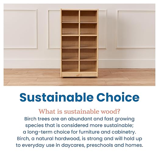 ECR4Kids 10 Cubby Tray Cabinet with Scoop Front Storage Bins, 5x2, Classroom Furniture, Assorted