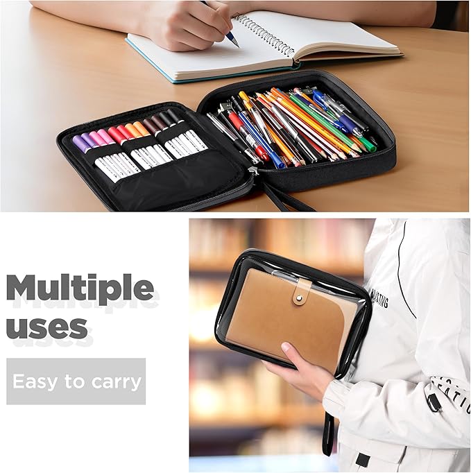 Zannaki Big Capacity Storage Pouch Marker Pen Pencil Case Simple Stationery Bag Box Art Tool & Sketch Storage Boxes for Bullet Journal Middle High School Office College Student Girl Women Adult Teen