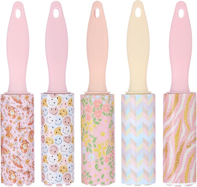 5pc Smiley Mini Lint Roller Value Pack - Colorful Compact Rollers for | Colorful Compact Rollers for Travel. Pet Hair & Lint Remover for Clothing & Household Use. Portable On-the-Go Lint Removers