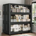720QT Extra Large Stackable Storage Bins with Lid & Wheels & Doors, 180Gal Foldable Collapsible Closet Organizers, Plastic Cabinet Box Container Drawer for Home Kitchen Bedroom, 3Pack Black