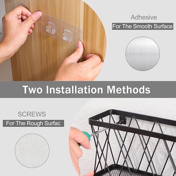 YIGII Adhesive Cabinet Door Organizer, Wall Mount Lid Organizer for Tupperware Storage, Cabinet Door Storage with Tumbler Lid Hook for Kitchen, Pantry, Under Sink, Matte Black