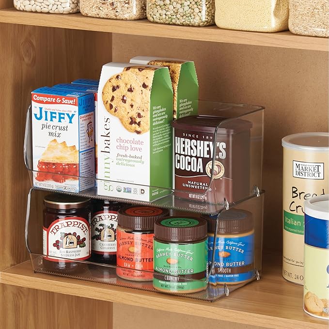 iDesign Stackable Open-Front Storage Bins for Kitchen and Pantry Organization - Set of 6 - Clear