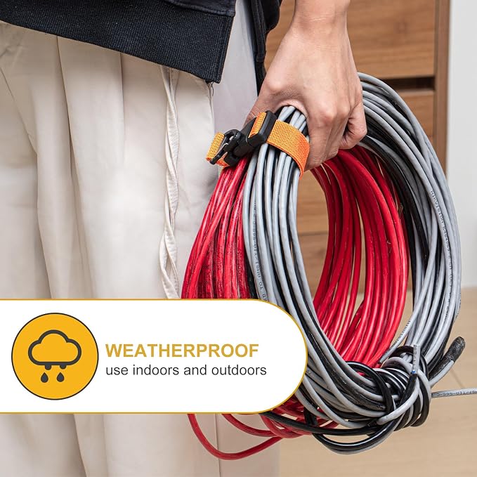6 Pack 17 Inch Adjustable Extension Cord Holder Organizer with Triangle Clips for Garage Organization and Storage Heavy Duty Extension Cord Hanger for Men Workshop (Orange)