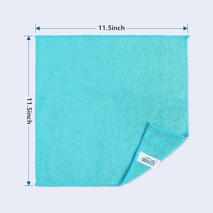 HOMEXCEL Microfiber Cleaning Cloth, 5 Pack Cleaning Towels for Kitchen, Lint Free, Scratch-Free, Highly Absorbent, and Reusable Cleaning Rags for House, 11.5 X11.5 inch (Green/Blue/Yellow/Pink)