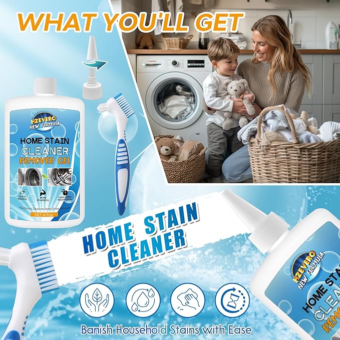 Mold Stain Remover Gel, Washing Machine Cleaner for Front Loader Washer Gasket Rubber Seal Home Stain Removal Gel for Grout, Caulk, Refrigerator, Shower, Bathtub, Bathroom Cleaning Solution (10 Fl Oz)