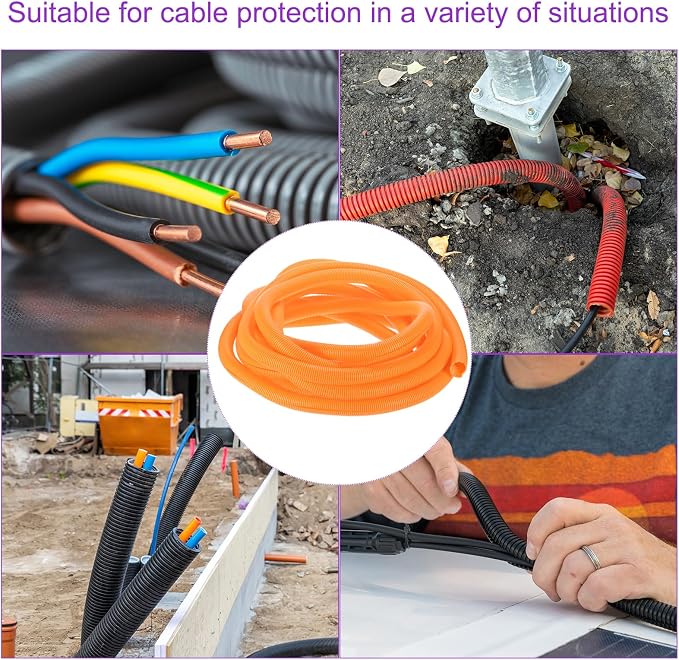 DMiotech 50ft Wire Loom Split Tubing 1 1/2 Inch(38 Mm) ID, Cord Protectors from Pet Flexible Conduit Cable Management for Office, Home, Garden, Orange