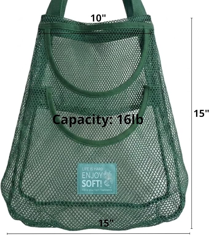 Durable Hanging Mesh Bags for Fruit & Vegetables. Reusable, Breathable Storage for Garlic, Potatoes & Pantry. Eco-Friendly Kitchen Organizer & Decor (1 extra large blue bag)