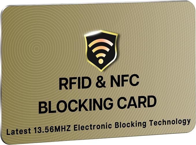 SaiTech IT RFID Blocking Card for Credit Debit ID Card, Golden | Slim Anti-Theft Contactless NFC RFID Blocker Protector, Easily Fit into Wallet and Purse, for Men & Women