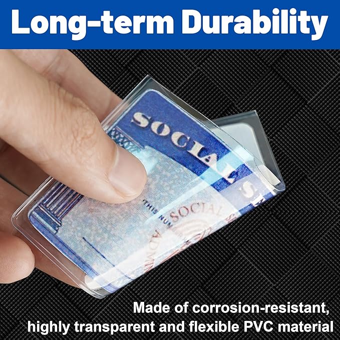 LIEMAND 6 Pack Social Security Card Protector Sleeves, Ultra Clear & Durable 31Mil Waterproof SSN/New Medicare/Credit Card Holder, Soft ID/Debit/Credit/Index Card Storage Sleeves