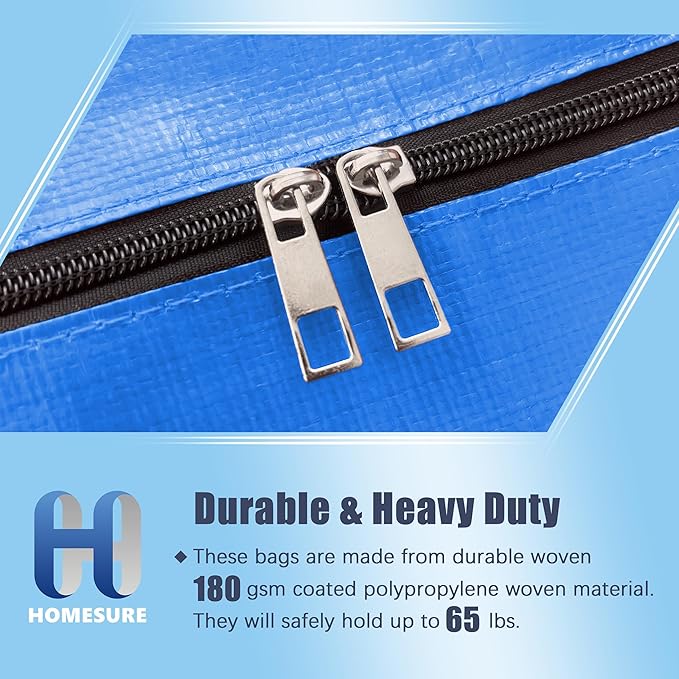 HOMESURE 12 Pack Large Strong Moving Bags with Zippers & Carrying Handles - Water-Resistant - Heavy Duty Storage Tote for Space Saving, Fold Flat, Alternative to Moving Box (Multicolored)
