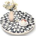 Reallnaive Mother of Pearl Lazy Susan for Table Turntable Organizer Marble Patterned Lazy Susan Wood Spinning Tray Rotating for Kitchen Cabinet Spice Pantry 12 Inch(Round,Floral)