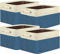 BALEINE 4 Pack Fabric Closet Storage Bins for Shelves, Linen Closet Organizers and Storage, Decorative Baskets for Organizing, Shelf, Clothes, Home, Office (Navy Blue, 17''x13''x10.5'')