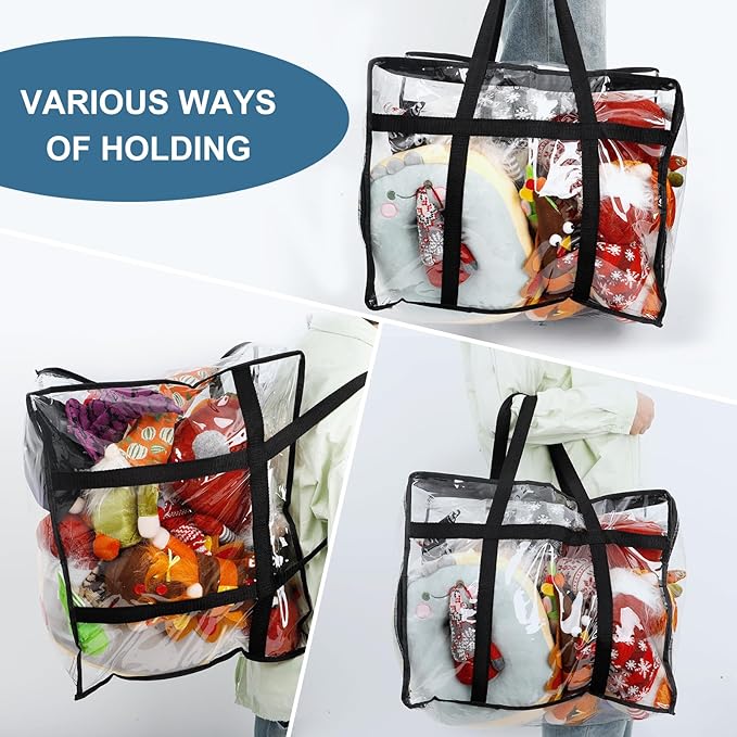 8Pack Clear Blanket Storage Bags, Vinyl Comforter Clothes Storage Closet Organizers and Storage Containers Moving Bags with Reinforced Handle for Bedding, Clothing, Comforters, Pillows, Toys,40L