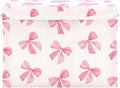 Pink Bow Storage Bins with Lids and Carrying Handle,Foldable Storage Boxes Organizer Containers Baskets Cube with Cover for Home Bedroom Closet Office