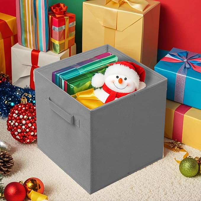 ShellKingdom Storage Bins, Foldable Fabric Storage Cube And Cloth Organizer | Storage Drawer For Closet And Toys, 13 X 13 X 13 INCH, 2 Pack (Grey)