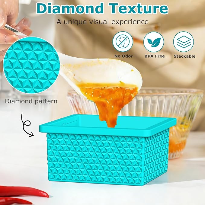 6 Pack-Silicone Freezer Tray with Lid-Stackable Soup Freezer Container Molds,2-Cup Ice Cube Trays for Perfect Portion Control,Food Storage & Meal Prep,Oven & Dishwasher Safe