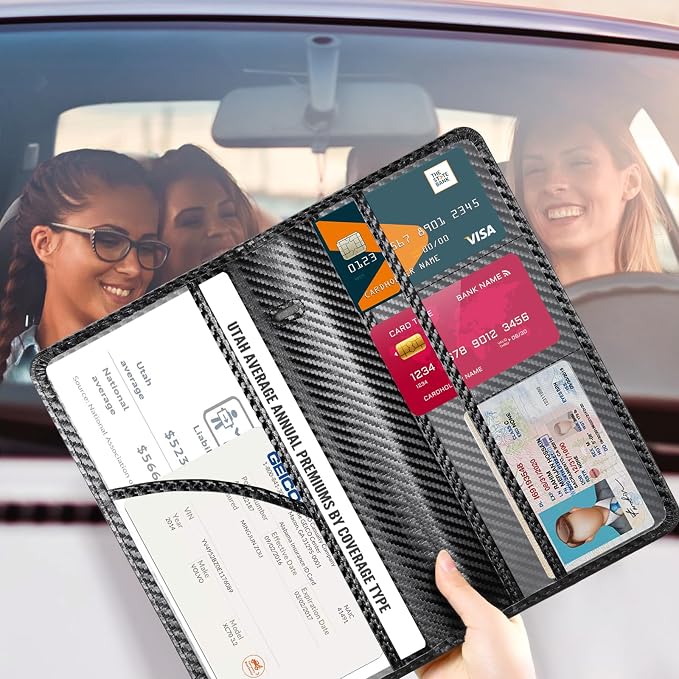 CoBak Car Registration and Insurance Holder | Vehicle Glove Box Organizer, Auto Truck Compartment Document Case with Magnetic Closure for Insurance & Driver License