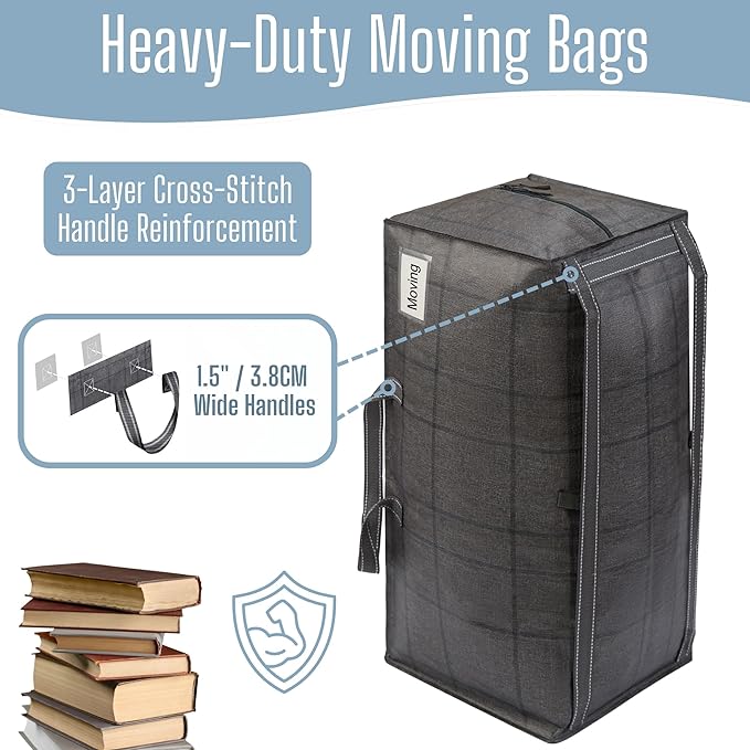 VENO 8 Pack Heavy Duty Moving Bags with Backpack Straps, Zippers & Handles, Extra Large Packing Bags for College Dorm Essentials, Moving Supplies Alternative to Cardboard Moving Boxes