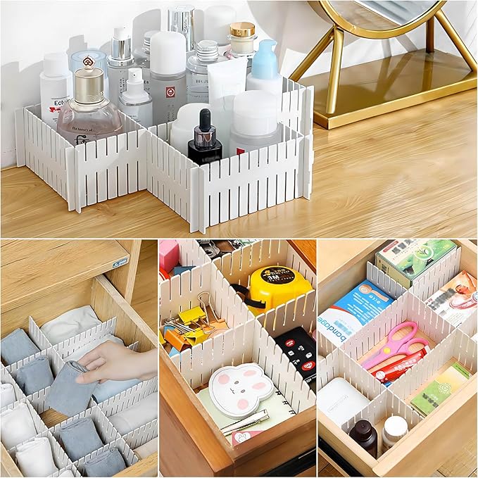 Ohlove 40Pcs Drawer Organizer Dividers 17"x2.8" Adjustable Storage Organizer Separator for Socks, Underwear, Makeup, Kitchen, Dresser