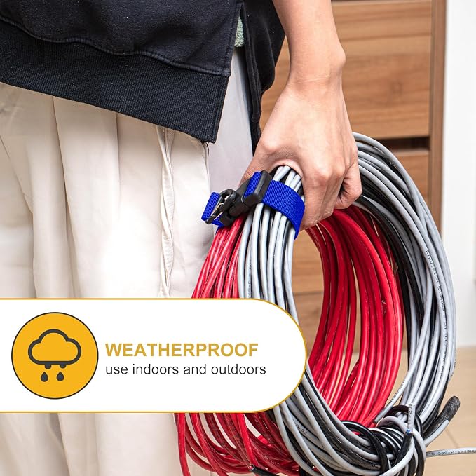 6 Pack 17 Inch Adjustable Extension Cord Holder Organizer with Triangle Clips for Garage Organization and Storage Heavy Duty Extension Cord Hanger for Men Workshop (Red & Blue & Yellow)