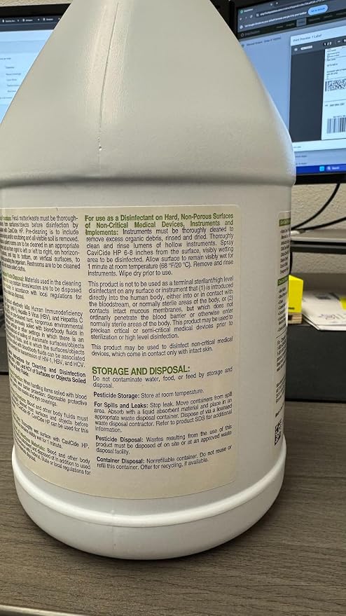 Metrex CaviCide HP Hydrogen Peroxide Disinfectant Cleaner – Kills Norovirus, MRSA, TB & Flu in 1 Minute – EPA-Registered Hospital-Grade for Medical, Dental & Vet – 1 Gallon, Pack of 4 (Case)