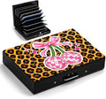 Cherry Metal Wallet Credit Card Protector Case Equipped RFID Blocking | with Pop-Up Button Slim Business Cards Holder Aluminum Cards Case Exclusive Cherry Leopard Gifts for Women Men