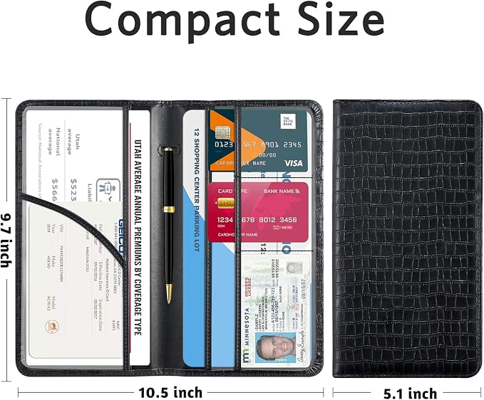 CoBak Car Registration and Insurance Holder | Vehicle Glove Box Organizer, Auto Truck Compartment Document Case with Magnetic Closure for Insurance & Driver License