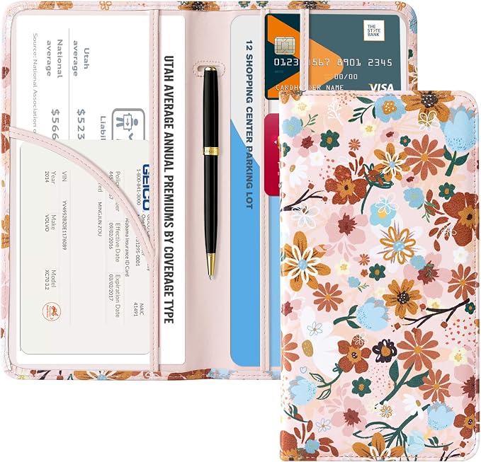 CoBak Car Registration and Insurance Holder | Vehicle Glove Box Organizer, Auto Truck Compartment Document Case with Magnetic Closure for Insurance & Driver License