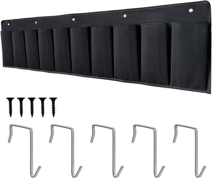 RVZONE RV Shoe Pockets 10 Pockets Heavy Hanging Bedside Storage Organizer with Sturdy Hooks Storage Pockets Hangs on bed for Shoes Toys and Tool Accessories