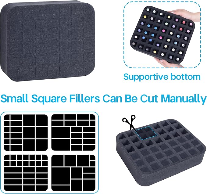 Nail Polish Organizer Holder Foam Pad with Slots for Storage 42 Bottles (15ml/0.5fl.oz) Nail Polish or Essential Oil Tray for Drawers Black