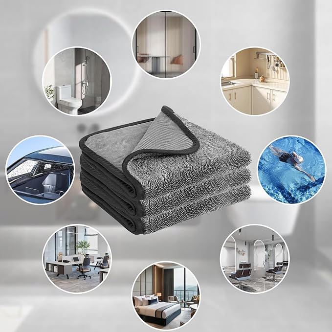 Shiny Wipes Shower Cleaning Cloths, 3pcs Shiny Drying Towel, Super Absorbent Microfiber Bath Towels, Fast Drying Shower Towels, Microfiber Towels for Cars (3pack, 15.74 * 15.74 INCH)