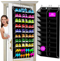 Large Shoe Rack for Door 74 x 24 Inches, Over the Door Shoe Organizer, Heavy-Duty Hanging Shoe Storage for Closet, Extra-Wide 30 Pairs Shoe Holders Fit Family Sneakers Heels Boots - Black