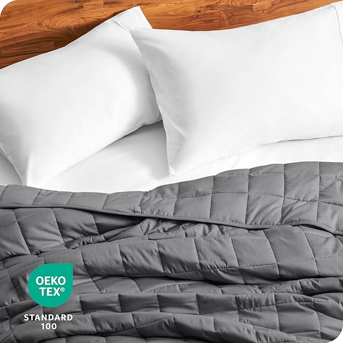 Bare Home Weighted Blanket Twin or Full Size 7lb (40" x 60") - All-Natural 100% Cotton - Premium Heavy Blanket Nontoxic Glass Beads (Grey, 40"x 60")