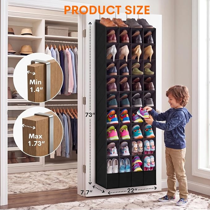 Ofiray-home Over the Door Shoe Organizer, 30-40 Pairs | Large & Deep Pockets, Fits Boots, Sneakers or Larger Shoes, Space-Saving, For Bedroom, Small Closet, Entryway