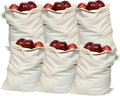 Food Grade Bulk Storage Bags - 6 Pack, XL Size, 100% Organic Cotton Drawstring Closure - Reusable, Washable, All-Natural Muslin Produce Flour Sack Cloth Bags for Grains (6 X-Large” 14”x18”)