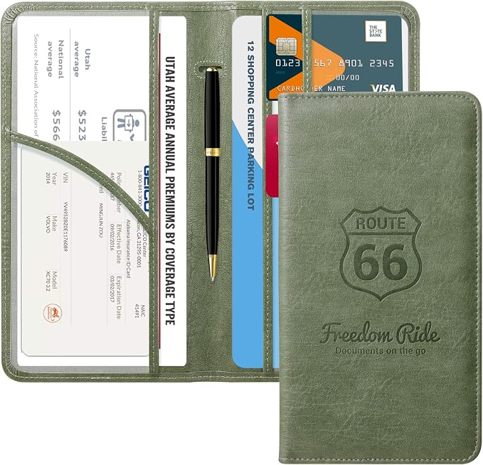 CoBak Car Registration and Insurance Holder | Vehicle Glove Box Organizer, Auto Truck Compartment Document Case with Magnetic Closure for Insurance & Driver License