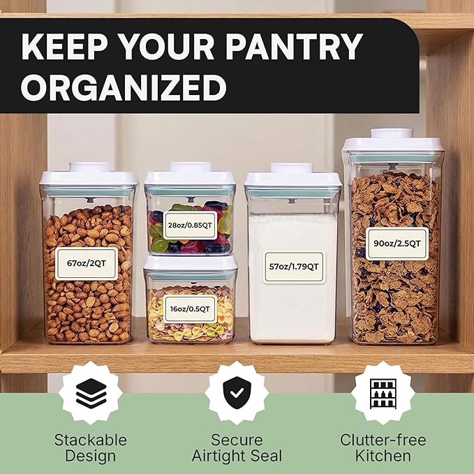 Bop Top Airtight Food Storage Containers with Lid 7 Cups / 57 oz | Kitchen Canister Sets | Air Tight Pantry Container| Pop Top Dry Food Storage Containers for Snacks, Sugar, Flour, Baking, Pasta
