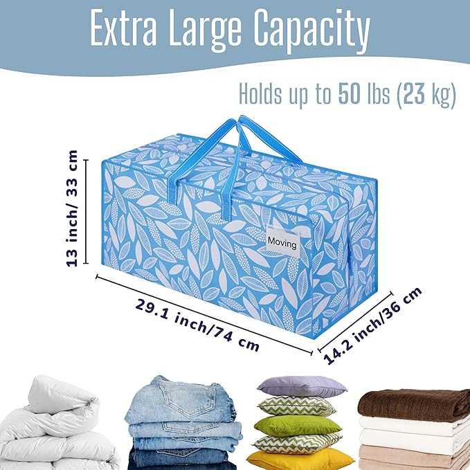 VENO 8 Pack Heavy Duty Moving Bags with Backpack Straps, Zippers & Handles, Extra Large Packing Bags for College Dorm Essentials, Moving Supplies Alternative to Cardboard Moving Boxes