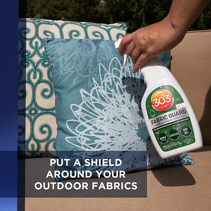 303 Fabric Guard - For Outdoor Fabrics - Restores Water Repellent Properties - Repels Moisture & Stains - Manufacturer Recommended - Safe For All Fabrics, 16oz (30605CSR) Packaging May Vary
