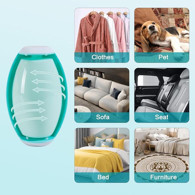 Washable Reusable Gel Lint Roller for Pet Hair，Portable Mini Dog Cat Pet Hair Remover for Clothes，Laundries ，Dust Fuzz Fur -Sticky Cleaner- Small Travel Animal Fur Removal Tool (Cyan)