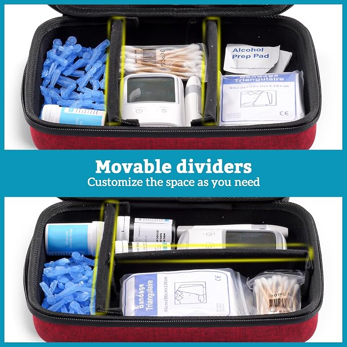 ProCase Diabetes Travel Case for Diabetic Supplies -Wine | Hard Storage Bag for Glucose Meter, Insulin Pen, Test Strips, Syringes, Needles & More; Organizer for Diabetic Care Kits